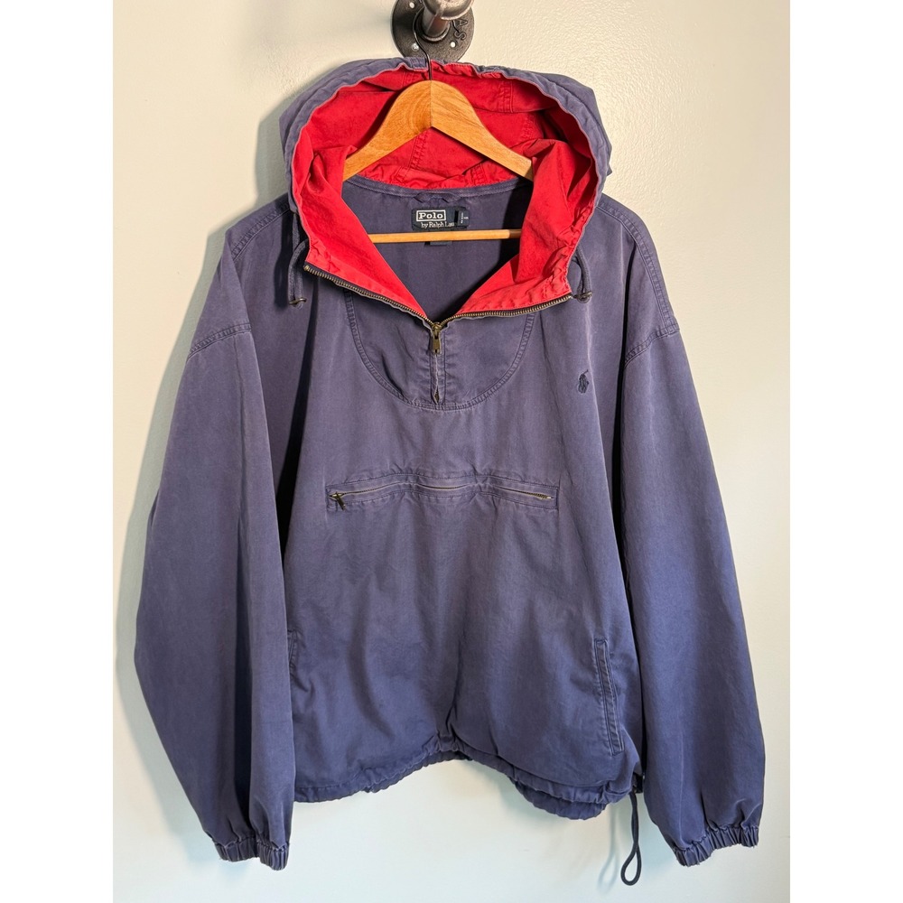 Polo by Ralph Lauren Navy Pullover Anorak with Red Lined Hood